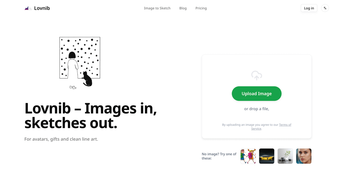 Image to Sketch | Lovnib interface