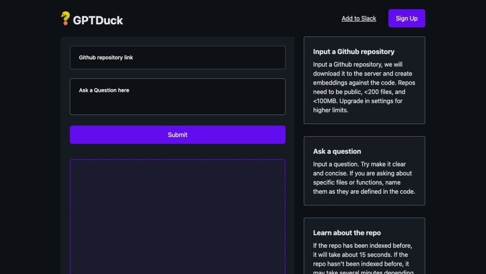 GptDuck interface