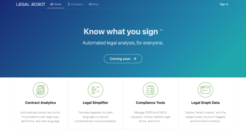 Legal Robot interface