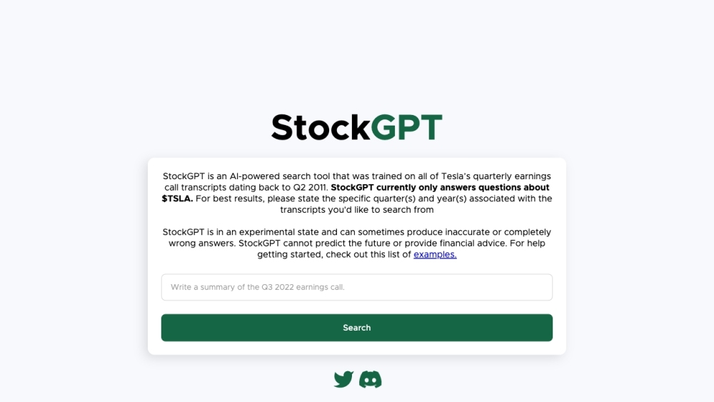 StockGPT interface